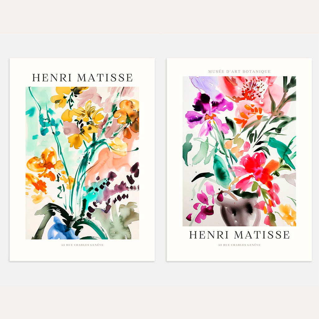 Matisse Watercolour Flowers Poster Set of 2