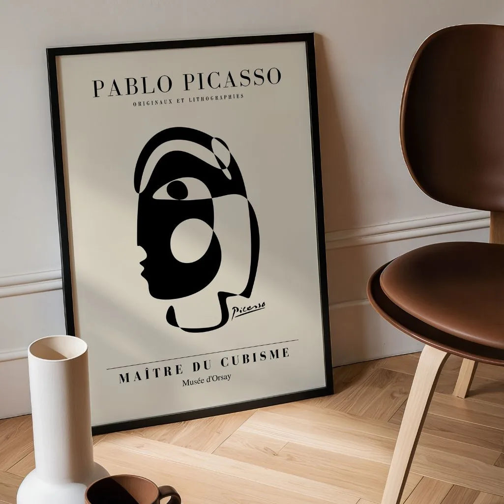 Picasso-Inspired Geometric Face Poster