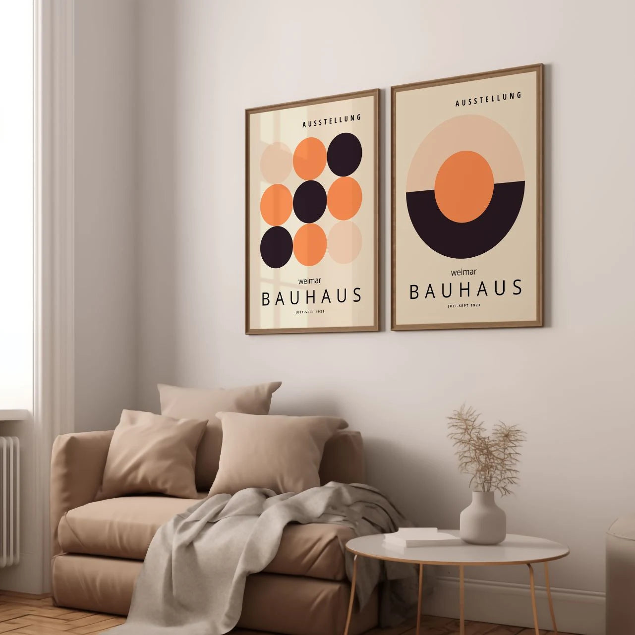 Bauhaus Weimar Orange and Black Poster Set of 2