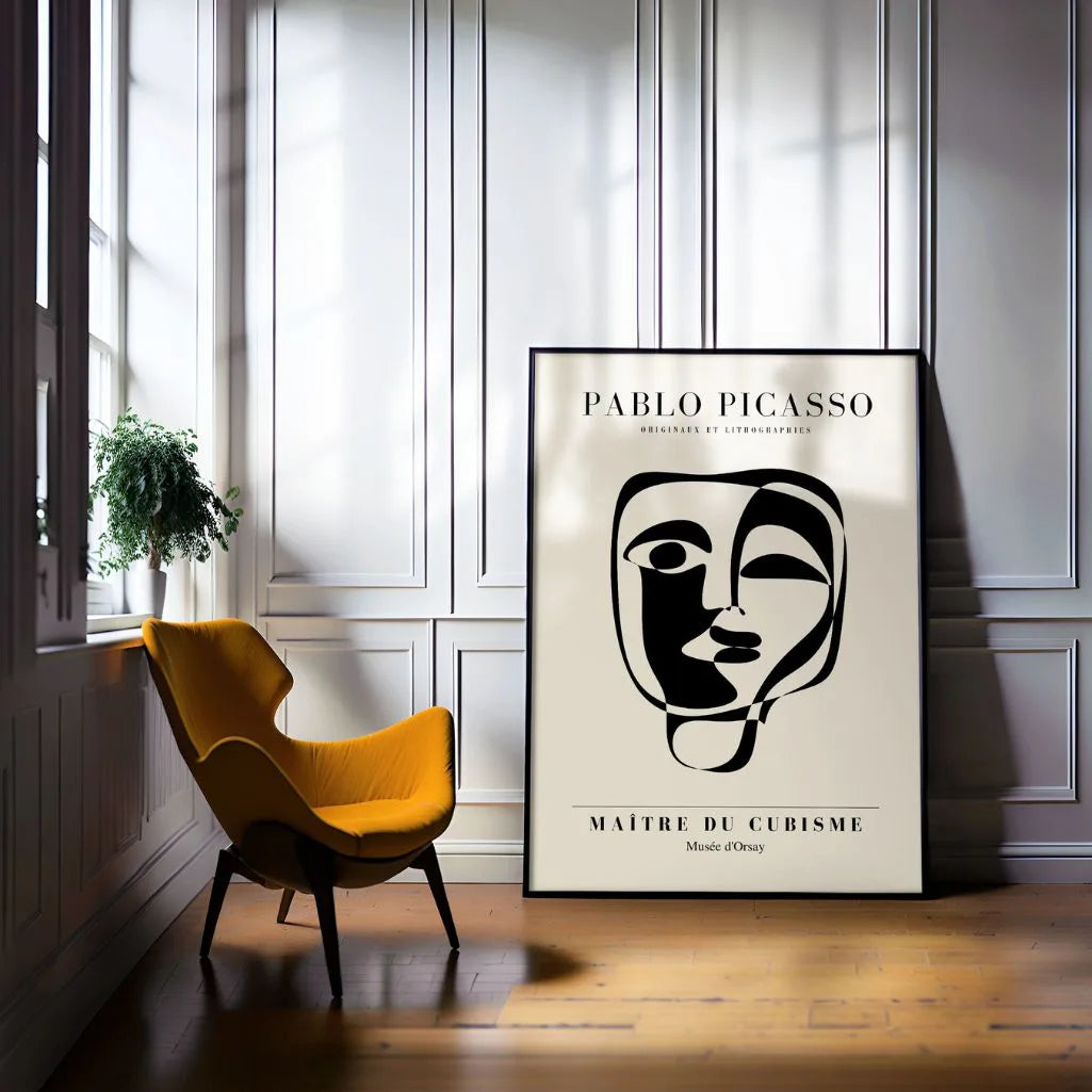 Picasso-Inspired Emotion Mask Poster