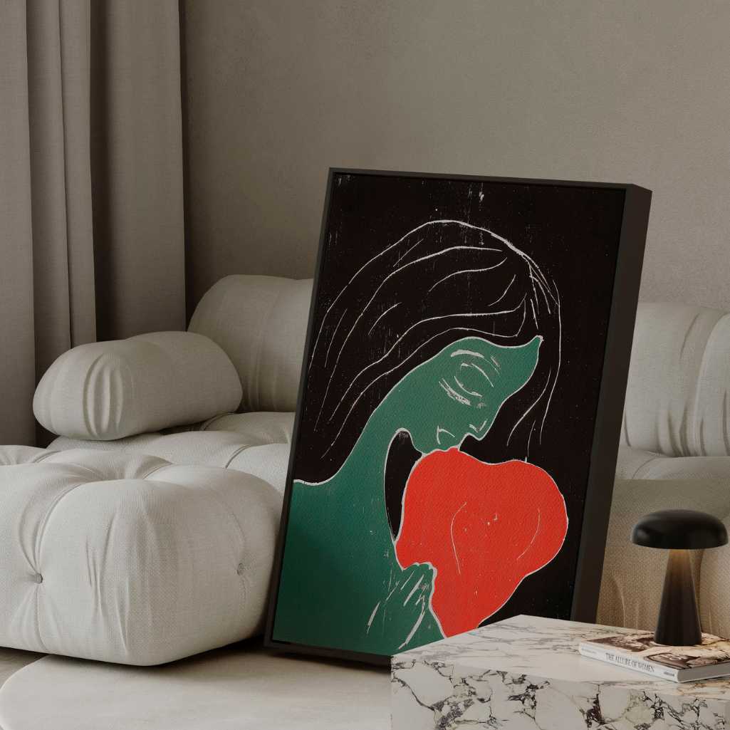 Framed Canvas Print Two Hearts