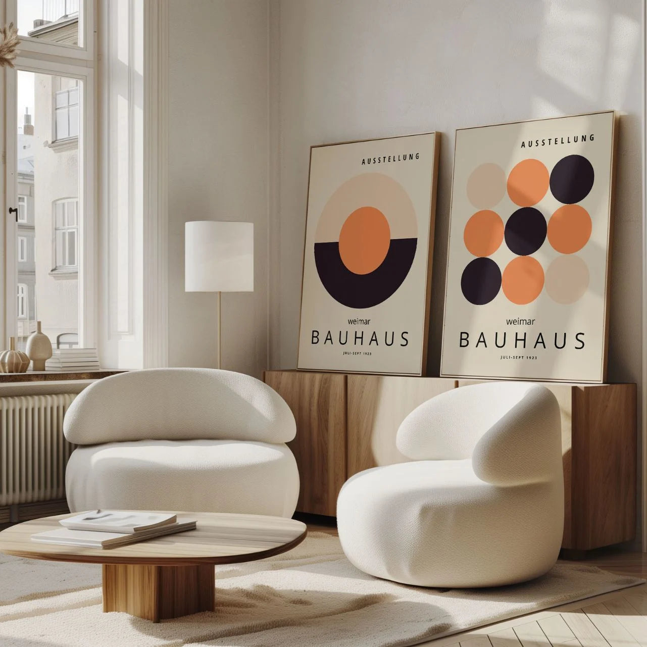 Bauhaus Weimar Orange and Black Poster Set of 2