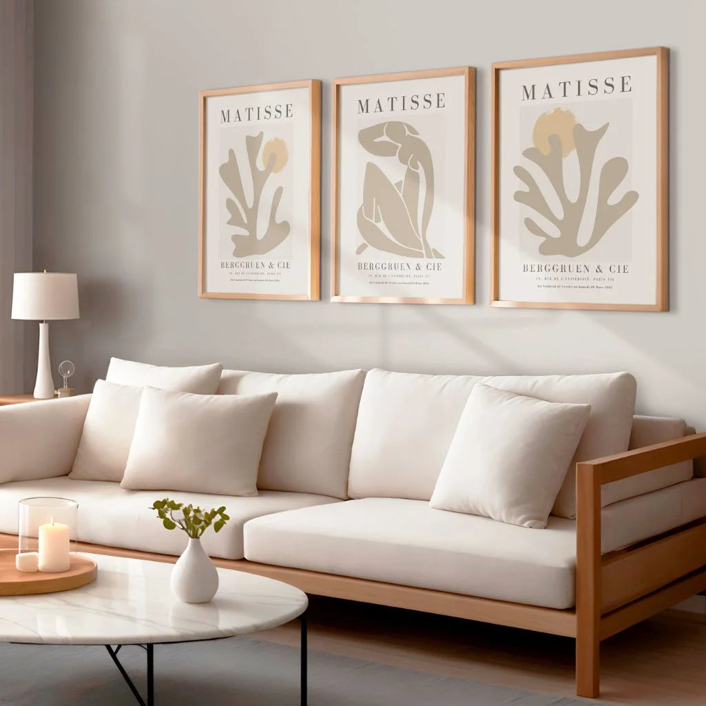 Henri Matisse Beige Organic Forms – Set of 3 Posters