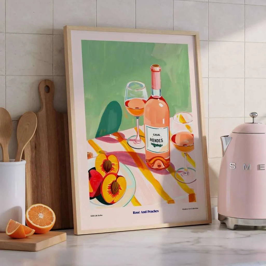 Rosé And Peaches Poster