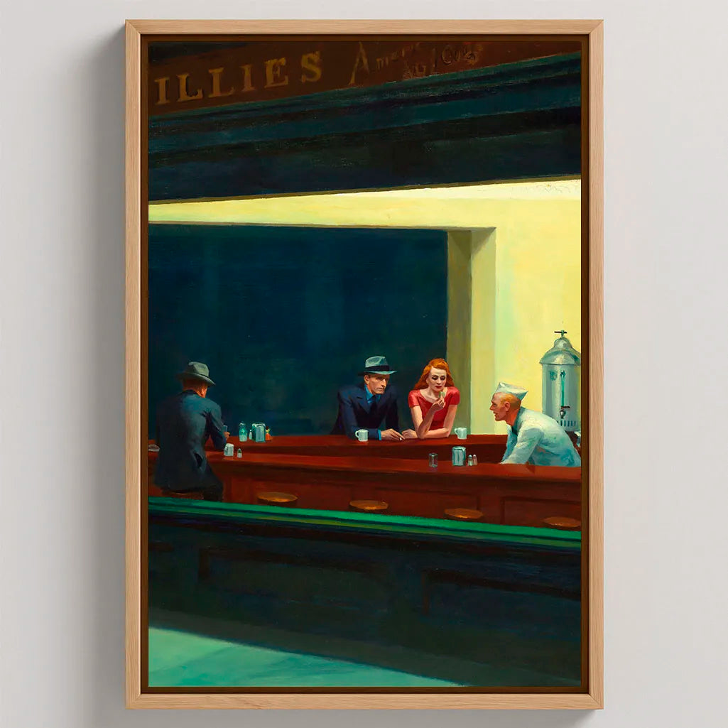 Framed Canvas Print Nighthawks at Night