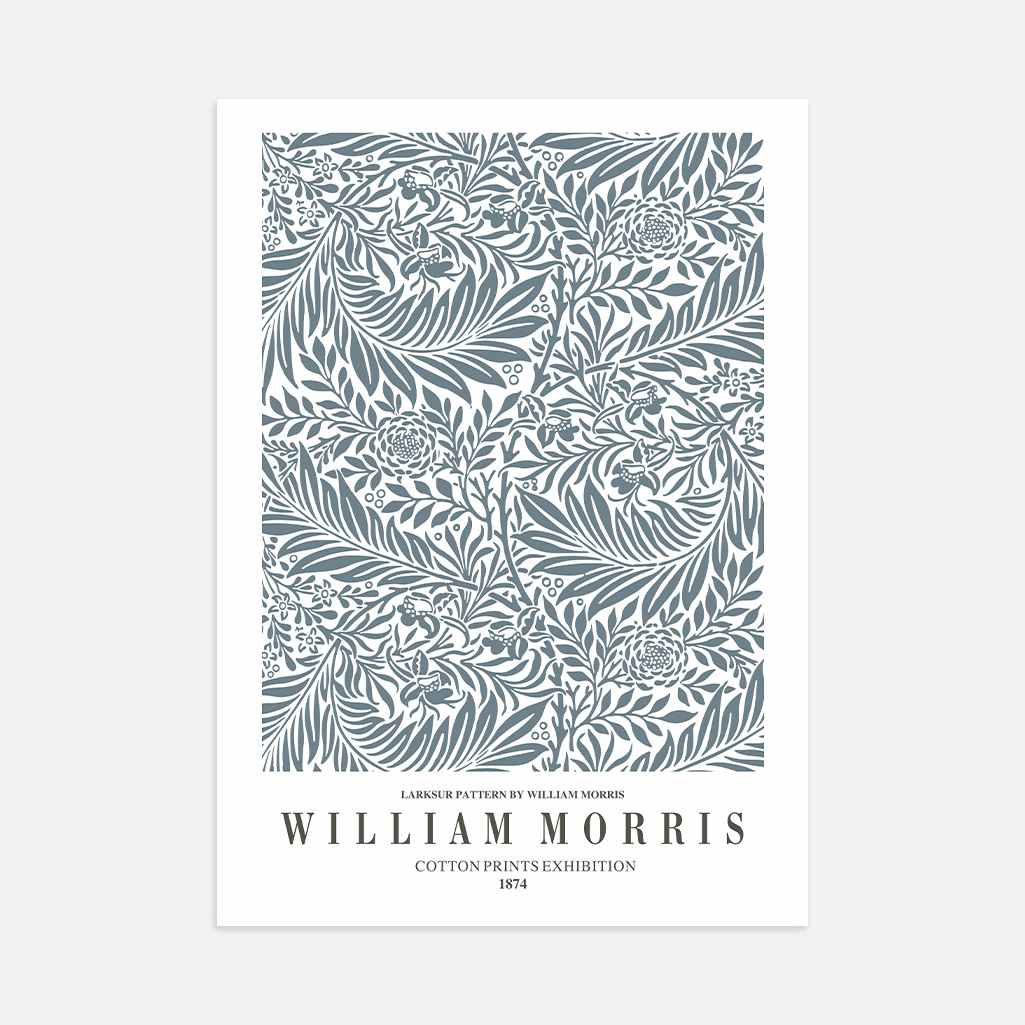 William Morris Larkspur Gray Botanical Poster